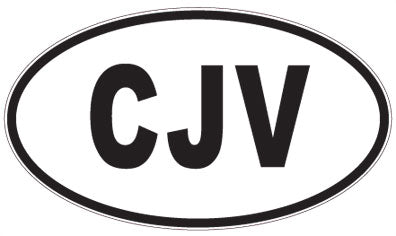 CJV - 3 Letter Initials Oval Sticker