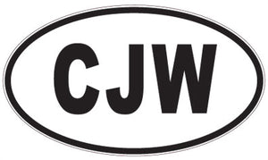 CJW - 3 Letter Initials Oval Sticker