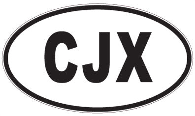 CJX - 3 Letter Initials Oval Sticker