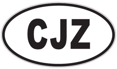 CJZ - 3 Letter Initials Oval Sticker