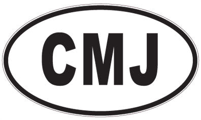 CMJ - 3 Letter Initials Oval Sticker