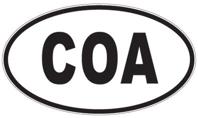 COA - 3 Letter Initials Oval Sticker