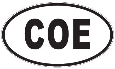 COE - 3 Letter Initials Oval Sticker