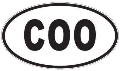 COO - 3 Letter Initials Oval Sticker