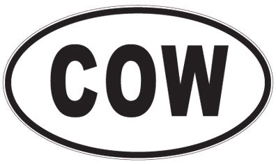 COW - 3 Letter Initials Oval Sticker