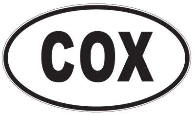 COX - 3 Letter Initials Oval Sticker
