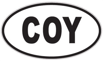 COY - 3 Letter Initials Oval Sticker
