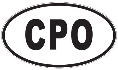 CPO - 3 Letter Initials Oval Sticker