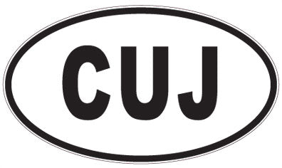 CUJ - 3 Letter Initials Oval Sticker