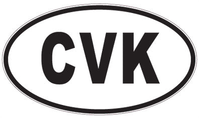 CVK - 3 Letter Initials Oval Sticker