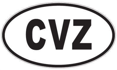 CVZ - 3 Letter Initials Oval Sticker