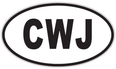 CWJ - 3 Letter Initials Oval Sticker