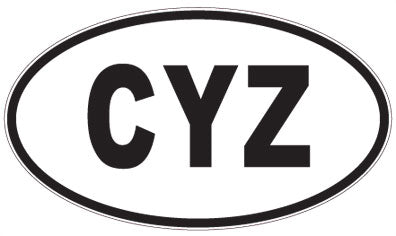 CYZ - 3 Letter Initials Oval Sticker