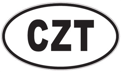 CZT - 3 Letter Initials Oval Sticker