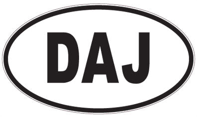 DAJ - 3 Letter Initials Oval Sticker