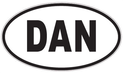 DAN - 3 Letter Initials Oval Sticker