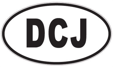 DCJ - 3 Letter Initials Oval Sticker