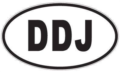 DDJ - 3 Letter Initials Oval Sticker