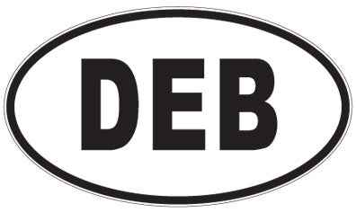 DEB - 3 Letter Initials Oval Sticker