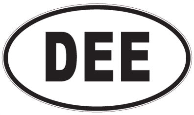 DEE - 3 Letter Initials Oval Sticker