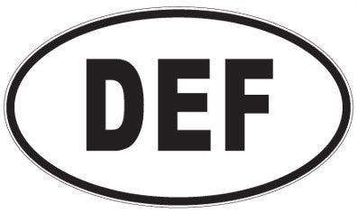DEF - 3 Letter Initials Oval Sticker