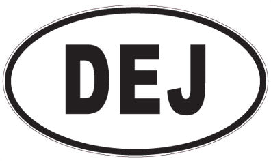 DEJ - 3 Letter Initials Oval Sticker