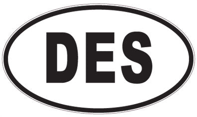 DES - 3 Letter Initials Oval Sticker