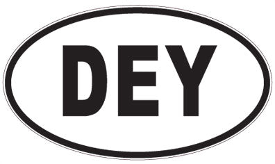 DEY - 3 Letter Initials Oval Sticker