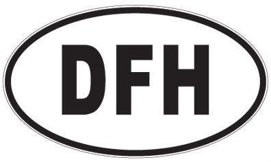 DFH - 3 Letter Initials Oval Sticker