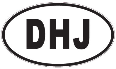 DHJ - 3 Letter Initials Oval Sticker