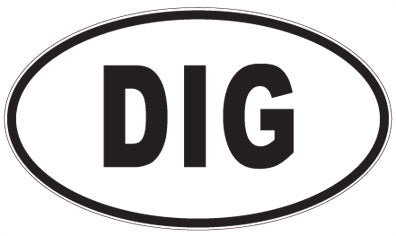 DIG - 3 Letter Initials Oval Sticker