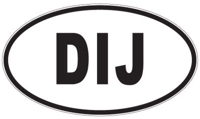DIJ - 3 Letter Initials Oval Sticker