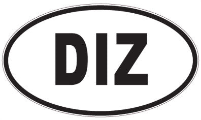 DIZ - 3 Letter Initials Oval Sticker
