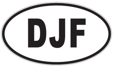DJF - 3 Letter Initials Oval Sticker