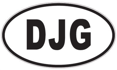 DJG - 3 Letter Initials Oval Sticker