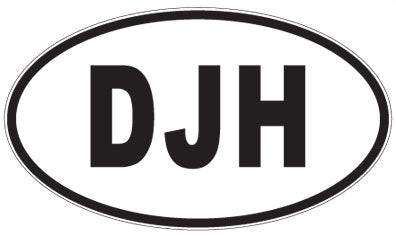 DJH - 3 Letter Initials Oval Sticker