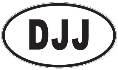 DJJ - 3 Letter Initials Oval Sticker