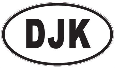 DJK - 3 Letter Initials Oval Sticker