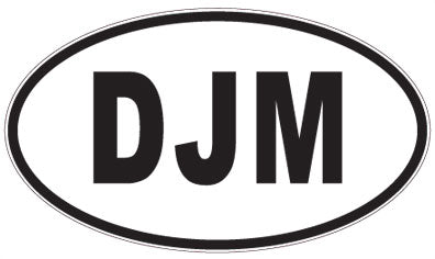 DJM - 3 Letter Initials Oval Sticker