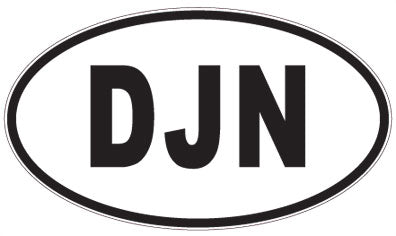 DJN - 3 Letter Initials Oval Sticker