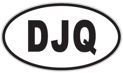 DJQ - 3 Letter Initials Oval Sticker