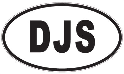 DJS - 3 Letter Initials Oval Sticker