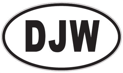 DJW - 3 Letter Initials Oval Sticker