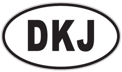 DKJ - 3 Letter Initials Oval Sticker