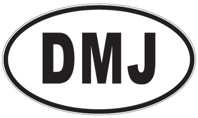 DMJ - 3 Letter Initials Oval Sticker