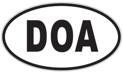 DOA - 3 Letter Initials Oval Sticker