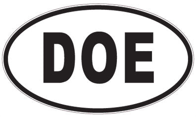 DOE - 3 Letter Initials Oval Sticker