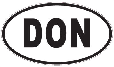 DON - 3 Letter Initials Oval Sticker