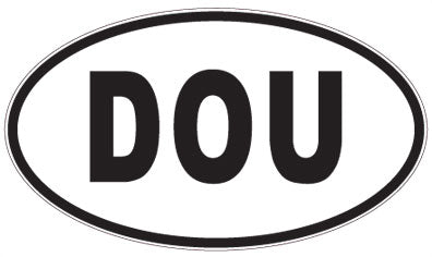 DOU - 3 Letter Initials Oval Sticker