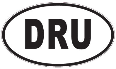 DRU - 3 Letter Initials Oval Sticker